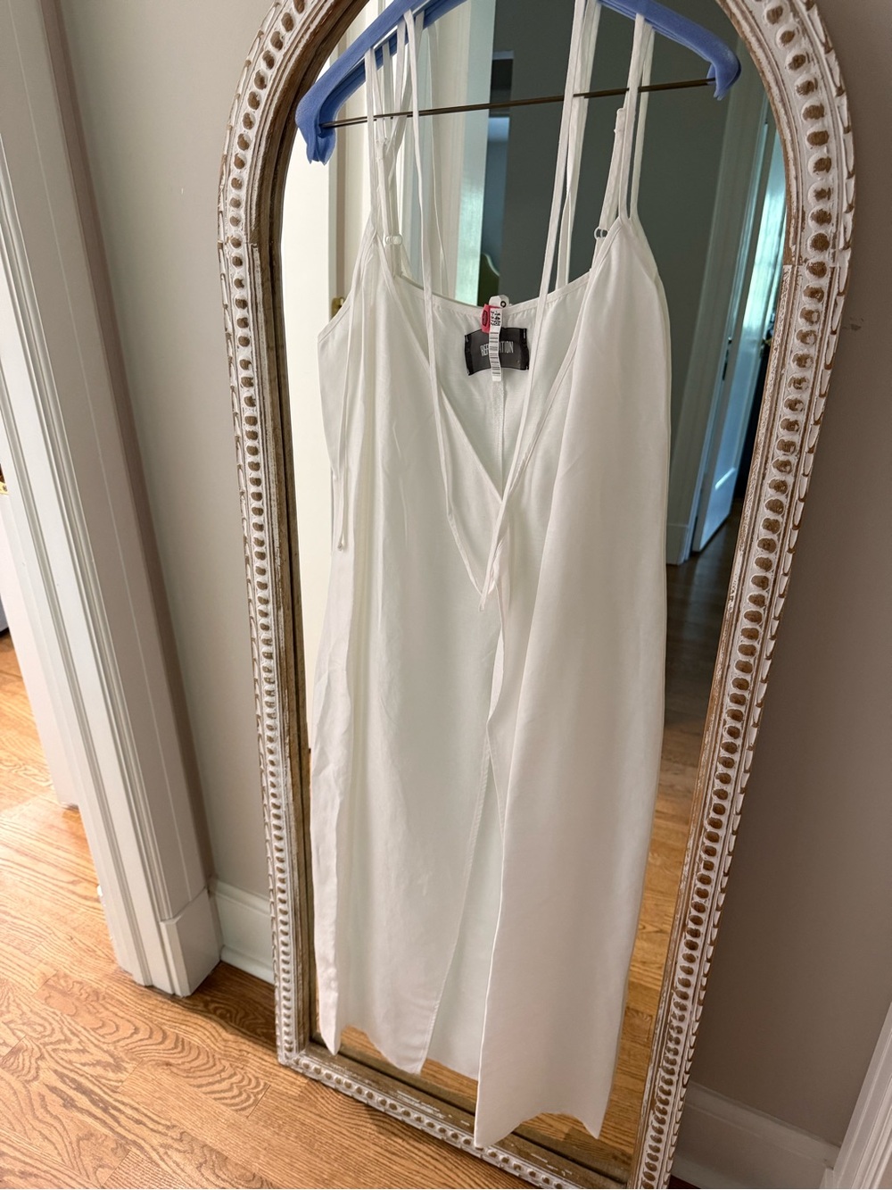 Reformation White Wrap Dress with Thin Straps